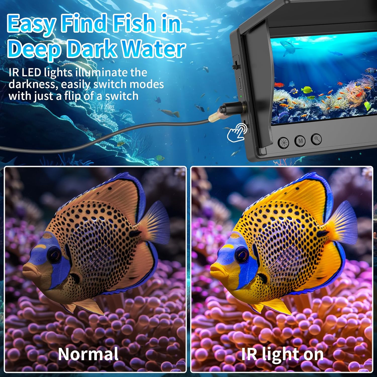 กล้องตกปลาใต้น้ำ หน้าจอ LCD 4. - Fish Finder Cable บทวิจารณ์และราคา